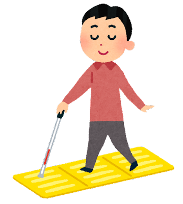 点字ブロックの上を歩く男性のイラスト